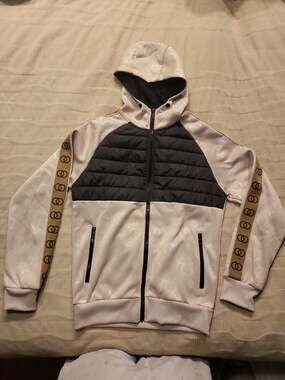 KUMA Fashion Style Hybrid Quilted Full-Zip Hoodie Jacket Tan/Black